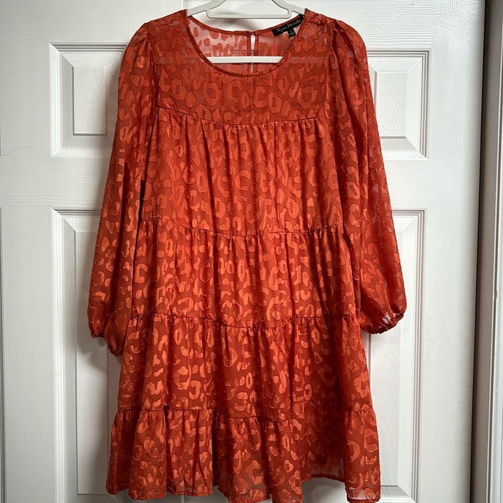 Elegant Long Sleeve Red Dress